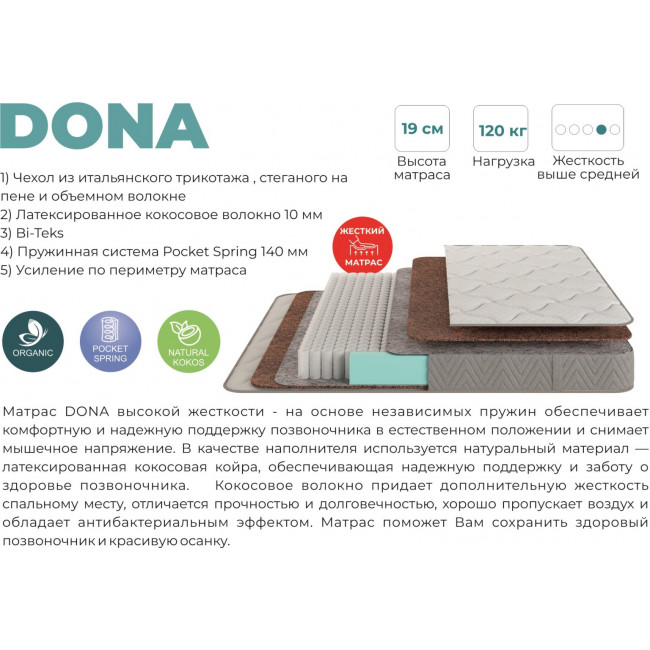 Матрас DONA 1200х2000 купить с бесплатной доставкой в любой город ЛНР
